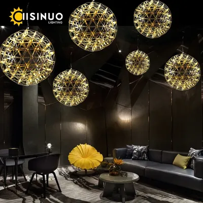 Modern Luxury LED Spark Ball Chandelier Fireworks G4 Stainless Steel Hanging Pendant Light for Home