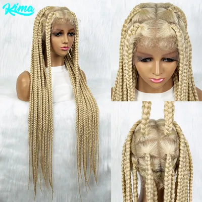Braided Wigs for Black Women Full Lace Cornrow Braids Synthetic Lace Front Wig Big Square Knotless