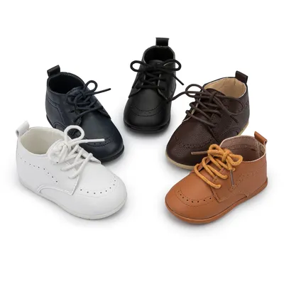 KIDSUN Baby Leather Shoes Boys Girls Classic High Top PU Wedding Loafers Brogue Infant Oxford Dress