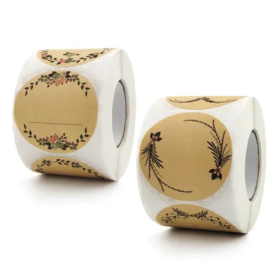 50-500Pcs Kraft Paper Flowers Thank You Label Stickers for Gift Card Package Party Wrapping Baking
