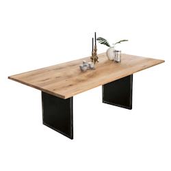 SIT Möbel Tisch | Wildeiche natur | Plattenstärke 40 mm | Gestell Metall schwarz | B 220 x T 100 x H 76 cm | 16082-11 | Serie TOPS & TABLES Image