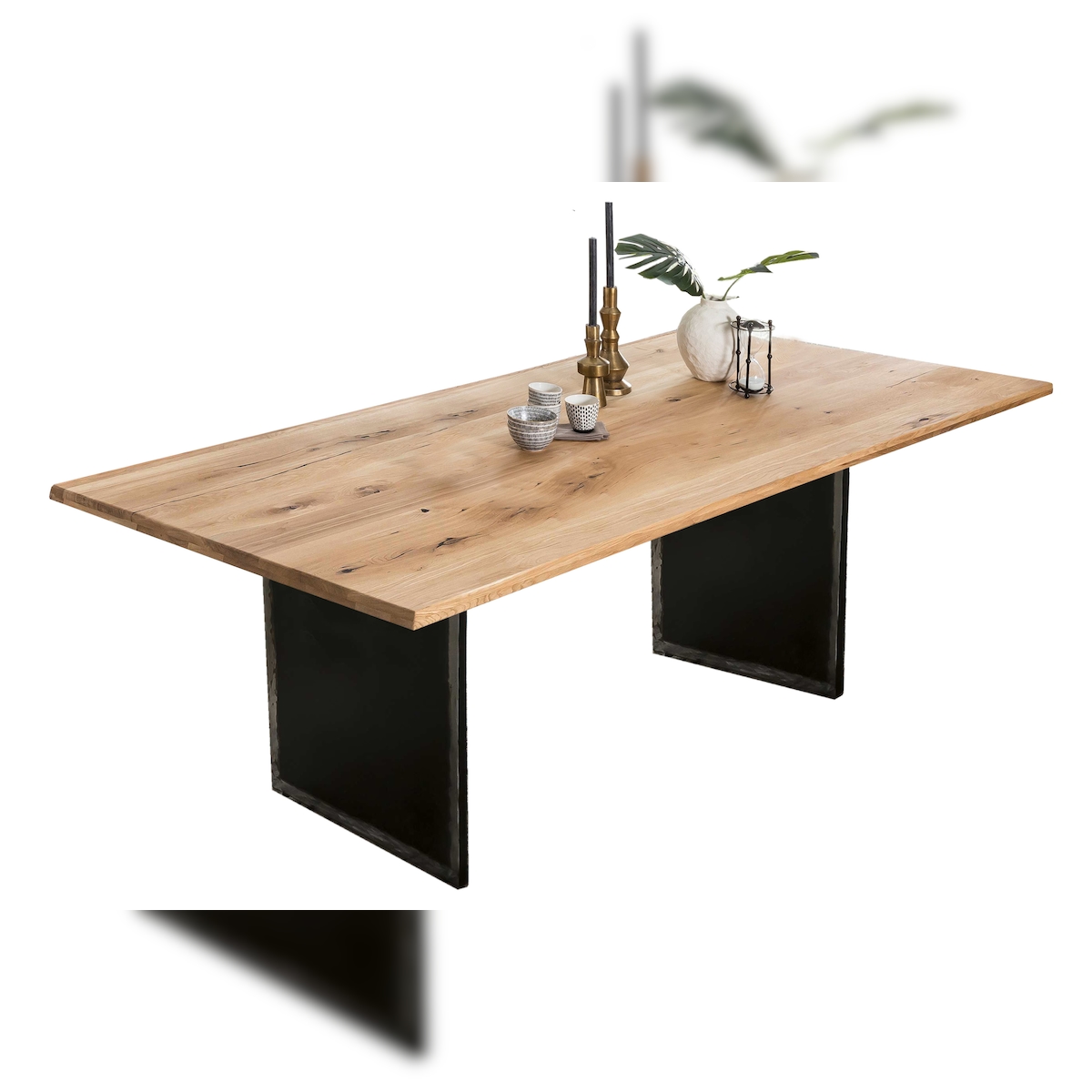 SIT Möbel Tisch | Wildeiche natur | Plattenstärke 40 mm | Gestell Metall schwarz | B 240 x T 100 x H 76 cm | 16083-11 | Serie TOPS & TABLES Image