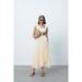 Zara Skirts | Cream Zara Boho Pleated Faux Wrap Flowy Asymmetrical Hem Midi Skirt (Nwt) | Color: Cream | Size: Xs