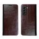 LVCRFT Wallet Case for Samsung Galaxy S22/S22plus/S22ultra, Genuine Leather Folio Case with [Card Slots][Kickstand][Magnetic Closure] Flip Phone Case,Brown,S22plus 6.6"