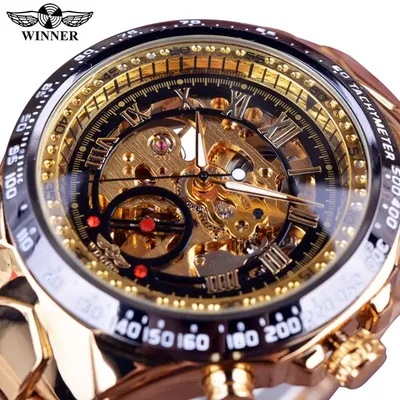 Gewinner mechanische Sport Design Lünette goldene Uhr Herren uhren Top-Marke Luxus Montre Homme Uhr