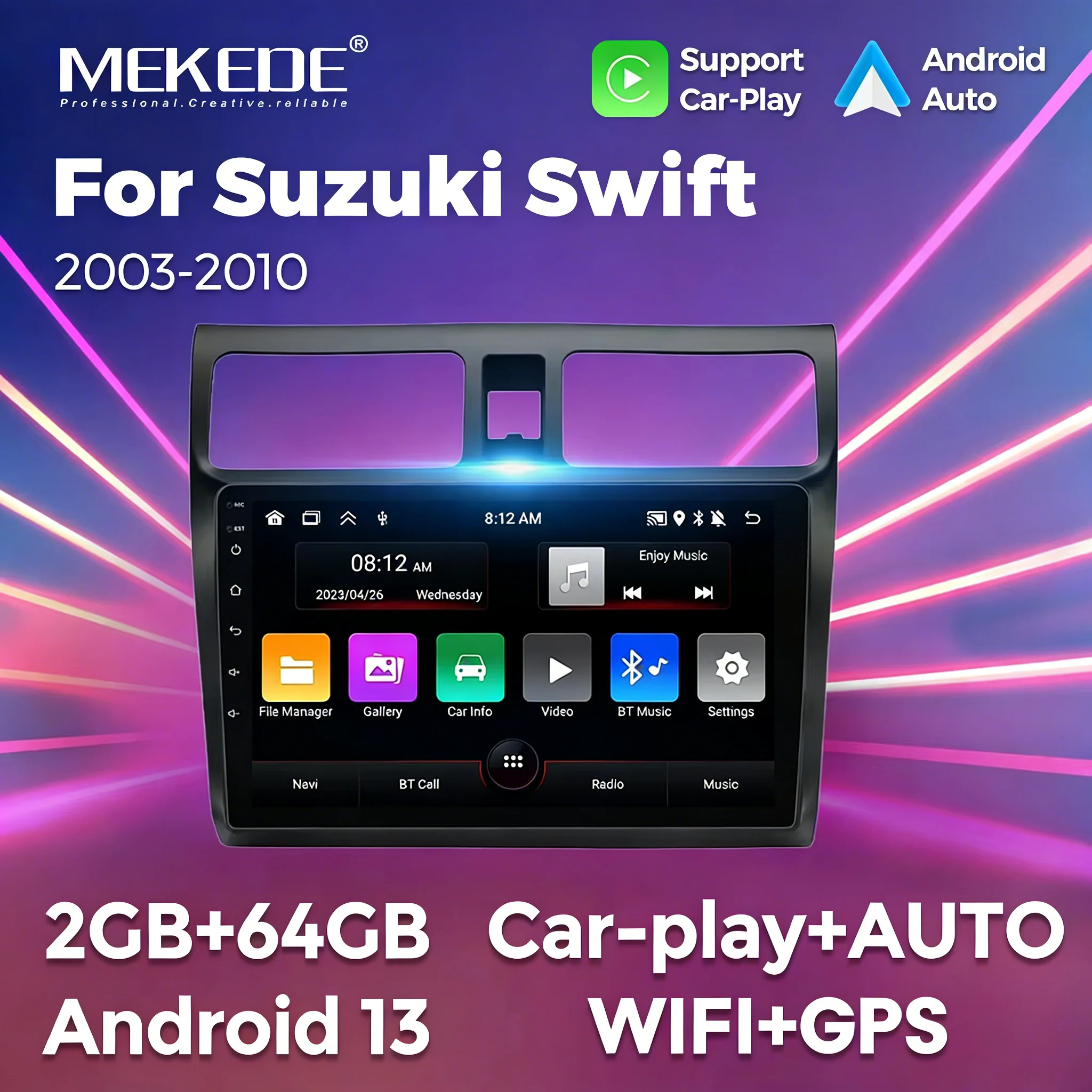 MEKEDE 2 Din Autoradio für Suzuki Swift 2003 2006 2007 2008 2009 2010 Android GPS Head Unit WIFI Navigationssystem Carplay BT
