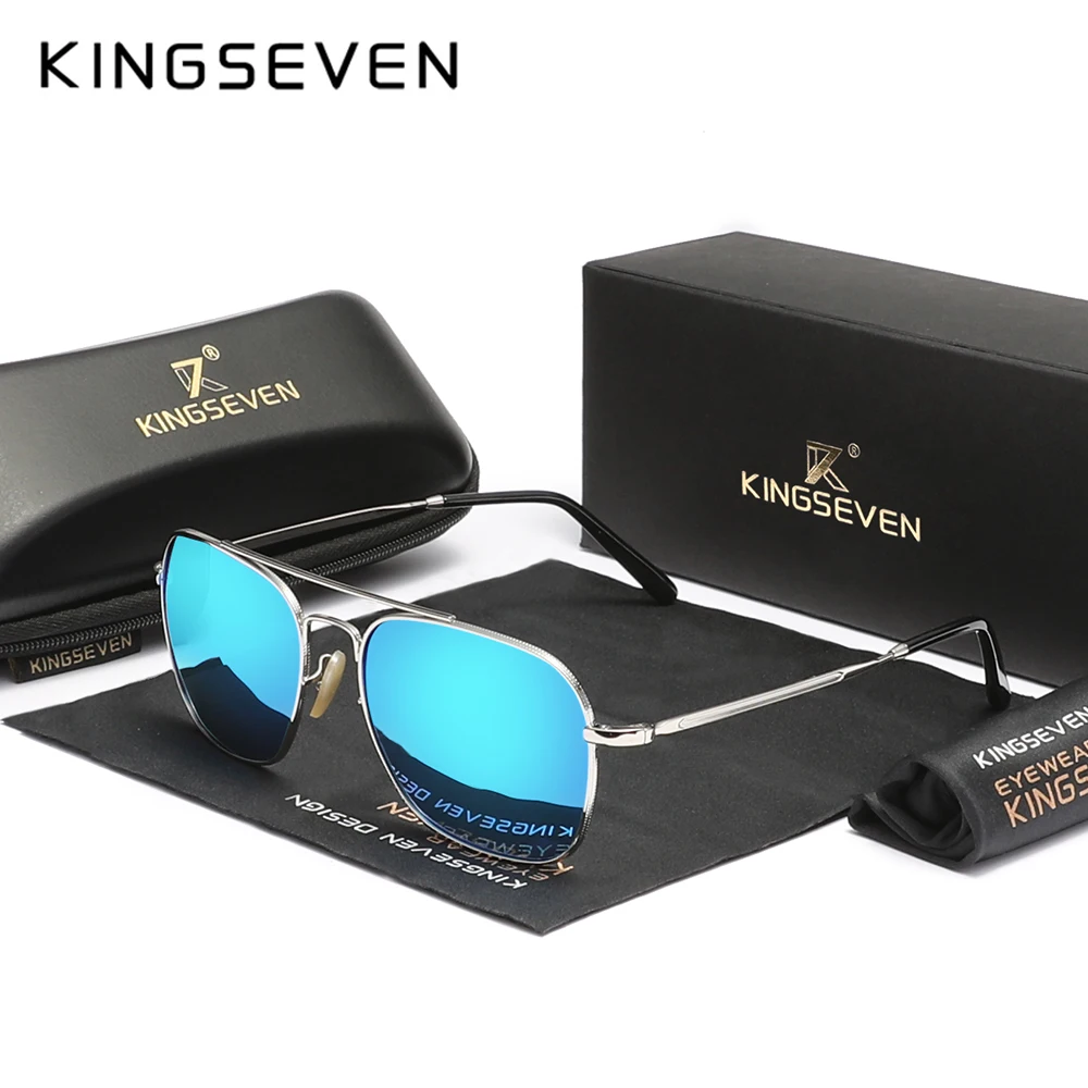 Kingseven new tide Herren Sonnenbrille Damenmode quadratische Legierung polarisiert uv400 Rahmen Anti reflexions brillen Luxus brillen Image
