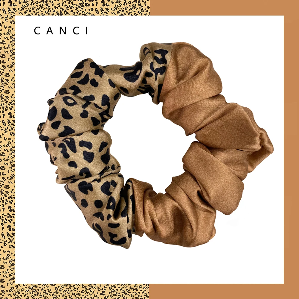 Haargummis aus 100 % reiner Maulbeerseide, Leopardenmuster, Haarbänder, Krawatten, Gummi-Gummibänder, Pferdeschwanzhalter für Frauen und Mädchen, 19 Momme, 3,5 cm Image