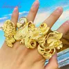 Mode großen Ring Dubai Kupfer Schmuck 18 Karat Gold Farbe neues Design Frauen Set Braut für Party Geschenk