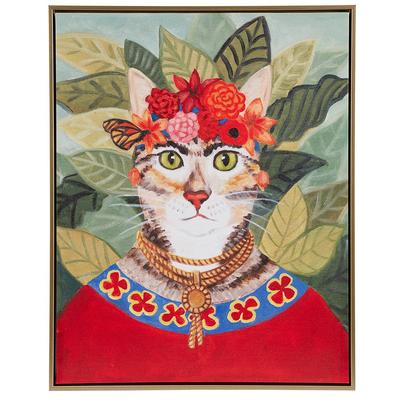 Pet Portrait Bohemian Cat In Forest Framed Canvas Wall Art - Olliix ID95C-0041