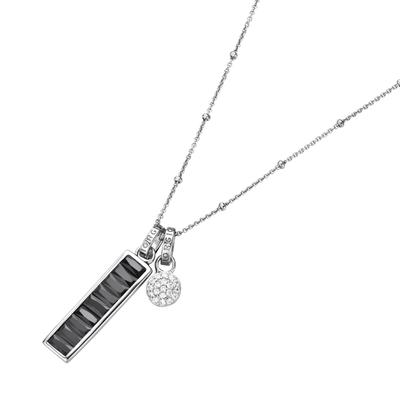 Kette mit Anhänger "mit Anhänger 2-teilig, Zirkonia weiß und schwarz, Silber 925", schwarz-weiß (schwarz, weiß), GIORGIO MARTELLO MILANO, Halsketten, Damen, 45cm, Silber 925 (Sterlingsilber) Image