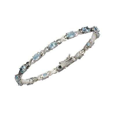 Armband ZEEME "Silber 925 rhodiniert 19cm lang mit 14x Blautopas (beh.)", weiß, Armbänder, Damen, 19cm, Silber 925 (Ster