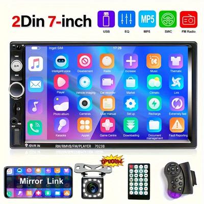 7-inch Hd Touch Screen Car Stereo Radio Audio Double Din Car Multimedia Player With Mirror Link Usb Fm Autoradio+remote Control +steering Control