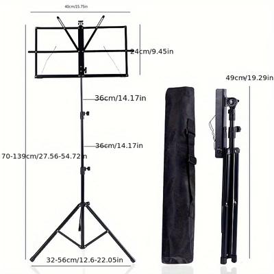 TEMU Portable Aluminum Alloy Music Stand - Height Adjustable & Folding With Carrying Bag