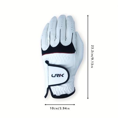 TEMU Urk Men's Breathable Mesh Anti-slip Golf Glove - Left Hand, Comfortable Grip, White With Black Stitching, The Course Experience, Golf Accessorie Image