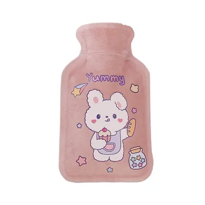 Soft velvet hot water bottle to relieve menstrual pain, keep warm and reduce fever Water injection