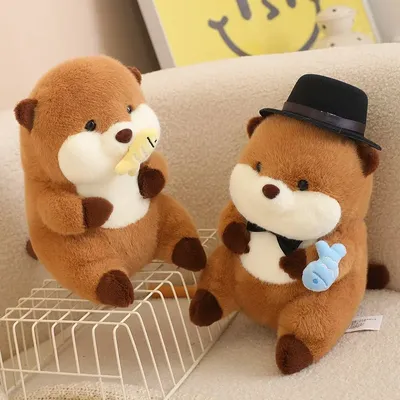 30cm Cartoon Otter With Hat Fish Plush Toys Cute Soft Lovely Stuffed Pillows Dolls For Birthday