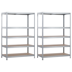 7H SEVEN HOUSE Packen Sie 2 Regale modulare verzinkte mit 5 verstellbaren Regalen 180 x 120 x 60 cm, 1250 kg, 7house Image