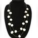 J. Crew Jewelry | J. Crew Double Strand Bead Plastic Fabric Necklace White Black Long Length | Color: Black/White | Size: Os