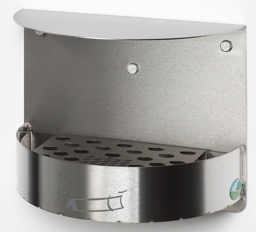 PROREGAL Wandascher mit Schutzdach verschließbar | 1,5 Liter, HxBxT 23x30x15cm | Edelstahl | Ascher Aschenbecher Image