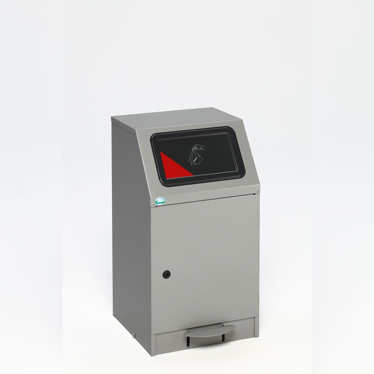 PROREGAL Selbstlöschender Wertstoffsammler mit Fußpedale | 43 Liter, HxBxT 76x40,5x47,5cm | Verzinkter Stahl | Grau | Mülleimer Abfalleimer Müllkorb Image