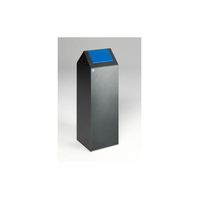 PROREGAL Selbstlöschender Wertstoffsammler spitz | 89 Liter, HxBxT 104,5x32x32cm | Verzinkter Stahl | Grau-Blau | Mülleimer Abfalleimer Müllkorb Image