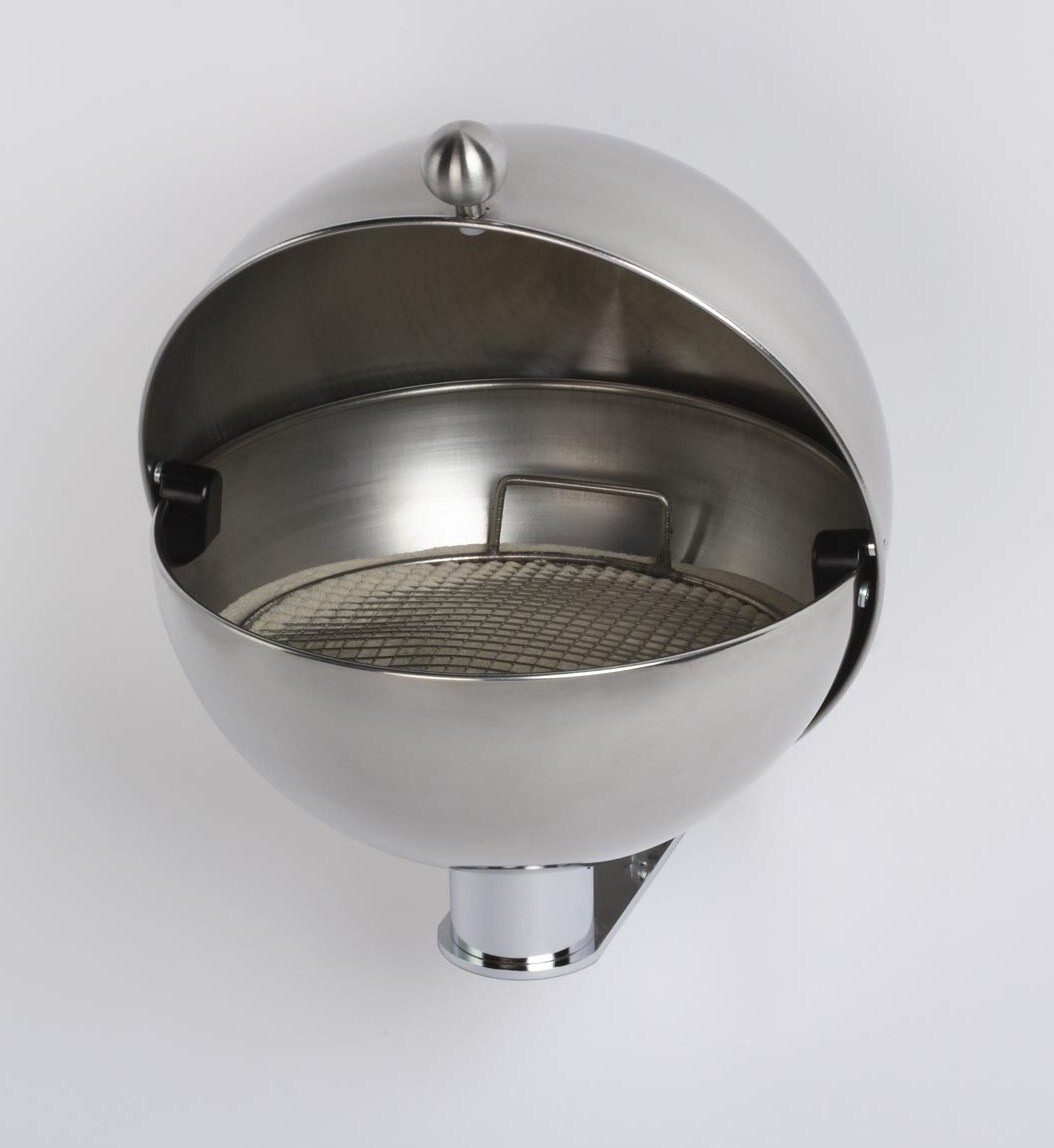 PROREGAL Klassischer Kugelascher mit Kippensieb | Wandbefestigung | HxBxT 97x26x26cm | Edelstahl | Ascher Aschenbecher Image