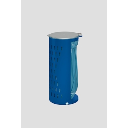 PROREGAL Kompakter Abfallsammler gelocht mit Deckel | 35cm Einfüllöffnung | HxBxT 85x44x44cm | Stahl | Blau | Mülleimer Abfalleimer Müllkorb Image