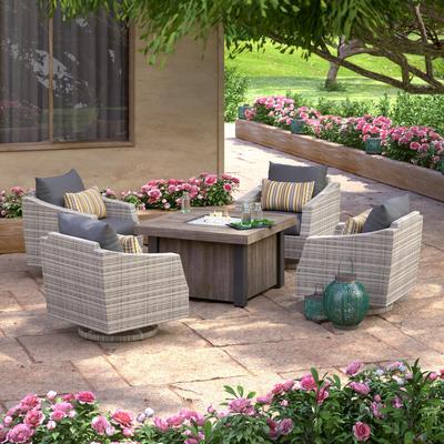 Cannes 5 Piece Sunbrella Outdoor Patio Motion Fire Chat Set - 42"W x 42"D x 25"H