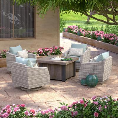 Cannes 5 Piece Sunbrella Outdoor Patio Motion Fire Chat Set - 42"W x 42"D x 25"H