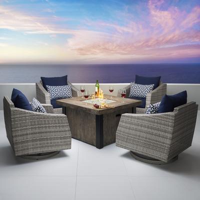 Cannes 5 Piece Sunbrella Outdoor Patio Motion Fire Chat Set - 42"W x 42"D x 25"H