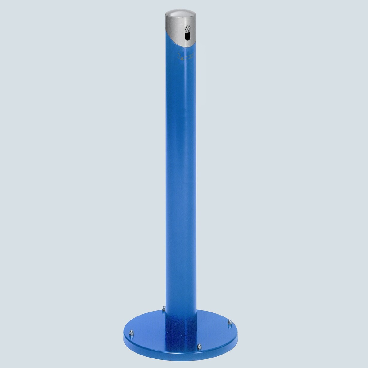 PROREGAL Runder Ascher Standsäule mit abnehmbarem Kopfteil | 9,4 Liter, HxBxT 100,5x36,5x36,5cm | Verzinkter Stahl | Blau | Ascher Aschenbecher Image