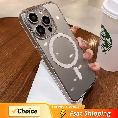 Für For magsafe magnetisch transparente kabellose Lade taschen für For iPhone 11 12 13 14 15 pro max x xr max 7 8 plus stoß feste PC-Abdeckung