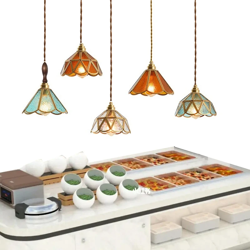 Vintage bunte Glas Luxus Pendel leuchte Restaurant Bar Dekoration Aufhängung Lumina ir Decke Hängelampe Kaffee Kronleuchter kronleuchter wohnzimmerlampe hängeleuchte kinderzimmer garten beleuchtung