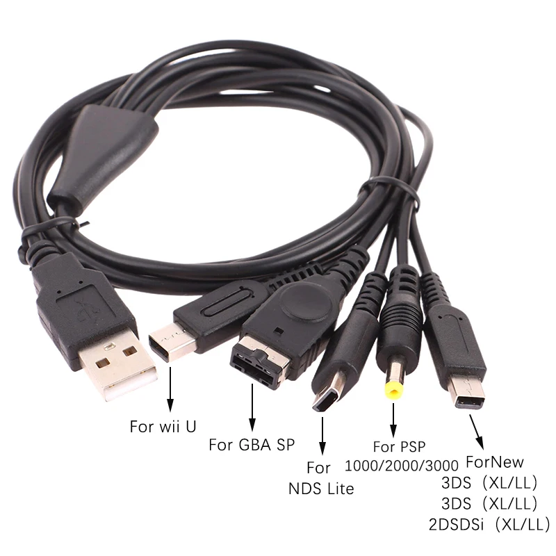 1,2 m langes Schnellladekabel, 5-in-1-USB-Spiel-Ladekabel für das neue 3DS XL NDS Lite NDSI LL Wi I U GBA PSP Image