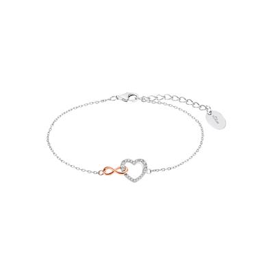 Armband S.OLIVER "Infinity/Unendlichkeitsschleife/Herz, 2032565", rosa (silberfarben, roségoldfarben, weiß, weiß), Armbä