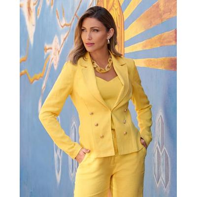 Boston Proper - Lemon Drop Yellow - Polished Linen Blazer - 0