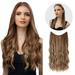 Wiradney Wig White Wire Hair Extension Long Synthetic Clip in Wave Curly Hairpiece for Women 20 Inch Adjustable Size Transparent Headband Accessories J
