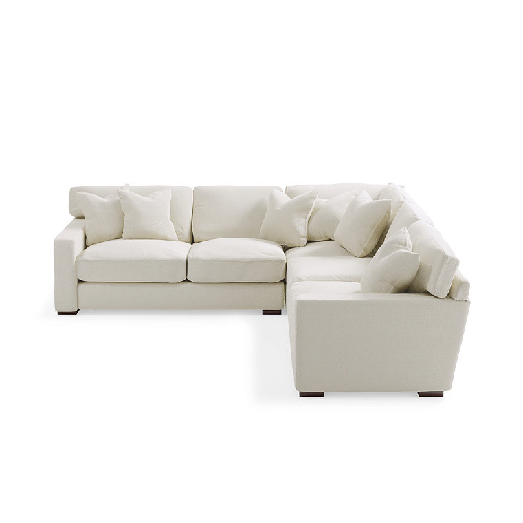 Salem Upholstered Sectional - Pre-Configured, Fabric, Fabric / 3-Pc Sectional, Crypton Chenille Nomad Snow (Stocked) / 3 Pc Sectional - Grandin Road