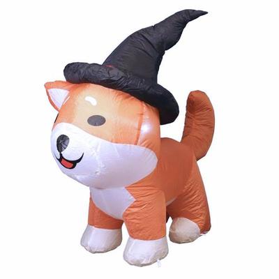 Goosh 362561 - 4' Tall Shiba Inu Dog Wizard Hat Halloween LED Lights Inflatable Lawn Decoration