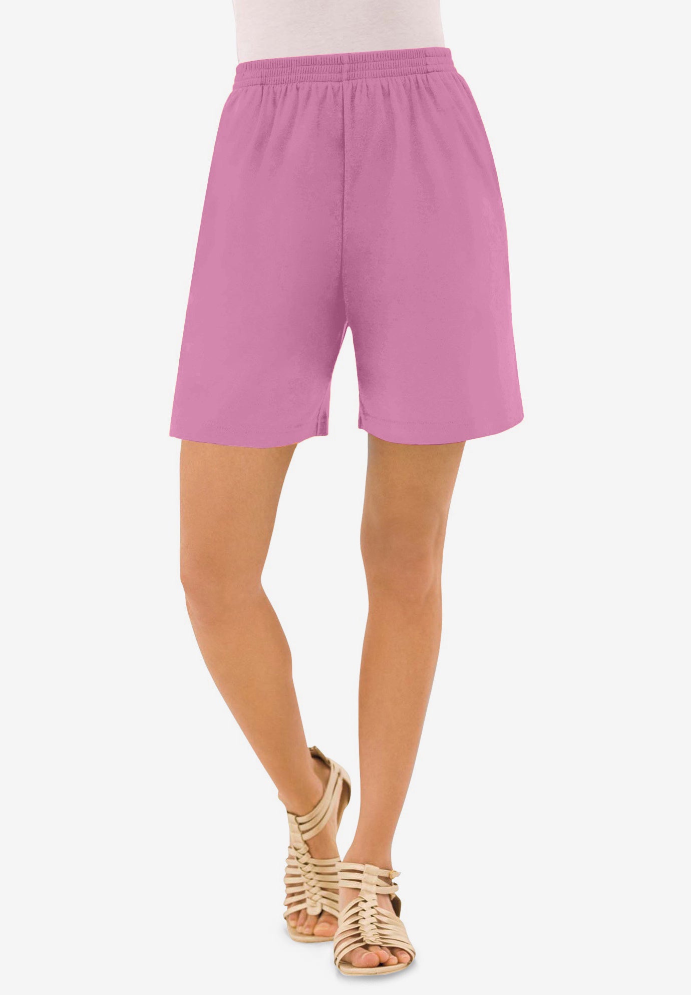 Plus Size Women's Plus Size Soft Knit Pull-On Short by Roaman's in Mauve Orchid (Size L)