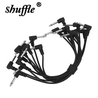 10 Pcs Guitar Effects Connector Cable Universal Black 6.35mm 15cm 30cm 50cm Audio Pedal Cable