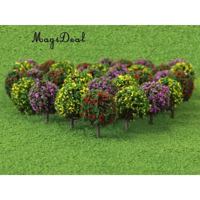MagiDeal 1/100 Scale 30Pcs Mixed Ball Shaped Flower Trees Model Train Scenery Landscape 3 Colors