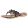 Zehentrenner MUSTANG SHOES, Herren, Gr. 46, navy, cognacfarben, Lederimitat, kontrastfarbene Details, casual, Schuhe, Sommerschuh, Schlappen, Poolslides, Badeschuh, stylische Farbkombi