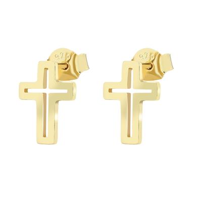 Paar Ohrstecker ADELIA´S "Damen Ohrstecker Kreuz aus 925 Silber", gold, Ohrringe, Damen, Damen