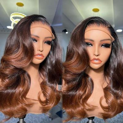 Human Hair 13x4 Lace Front Wig Free Part Brazilian Hair Wavy Multi-color Wig 130% 150% Density Ombre Hair 100% Virgin Glueless Pre-Plucked For Women Long Human Hair Lace Wig