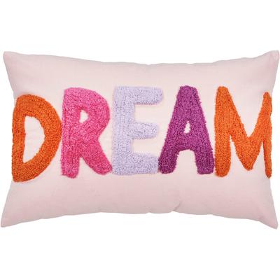 Dekokissen DONE. "CUSHION HAPPY DREAM", rosa (rosa, bunt, schriftzug, bestickt), B:40cm H:1cm L:60cm, Baumwolle, Dekokissen_Sitzkissen_Kissenhüllen