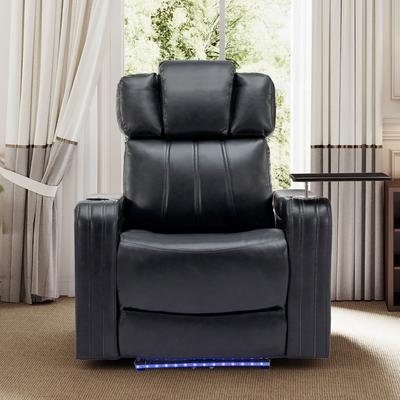 Power Home Theater Recliner with Cooling Cup Holder, Bluetooth Speaker, LED Lights, USB Ports, Tray Table, Arm Storage