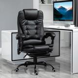 PU Leather Massage Executive Recliner Office Chair with Lumbar Support, Footrest, Adjustable Height, and Reclining Back