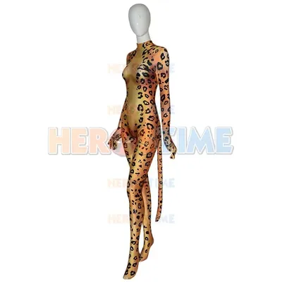 Gepard Anzug Frau Kostüm Cosplay Kostüm 3D Spandex Superhelden Kostüm Zentai Anzug Custom Bodysuit mit Schwanz Image